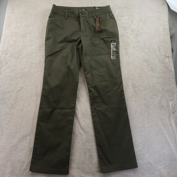 NWT Lee Womens Pants Size 8 Relaxed Fit Straight Leg Wrinkle-Free Mid Rise Green - Picture 7 of 8